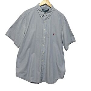 Ralph Lauren Men Classic‎ Fit Button Down Seersucker Shirt 2XB Blue White Stripe